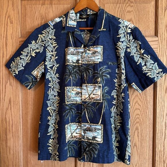ROYAL CREATIONS Vintage Cotton Hawaiian Button Down Short Sleeve Shirt - Picture 2 of 11